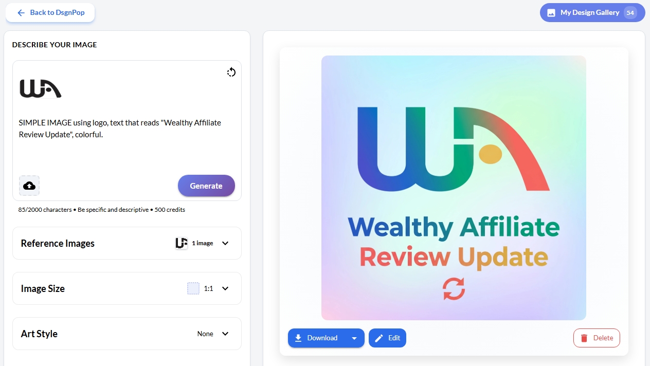 Wealthy Affiliate Image Studio for creating and editing original website graphics