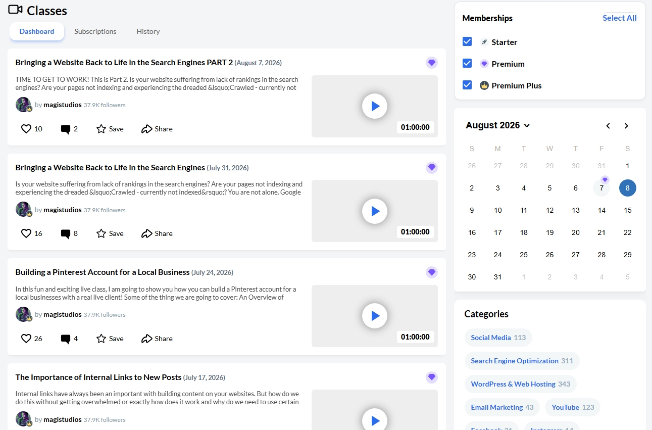 Wealthy Affiliate core training and classroom area in 2026